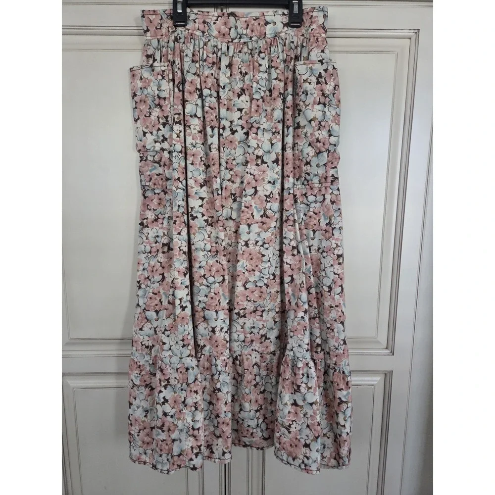 Vtg Reldan Prairie Skirt Women's Sm‎ Med Long Floral Cottagecore Peasant